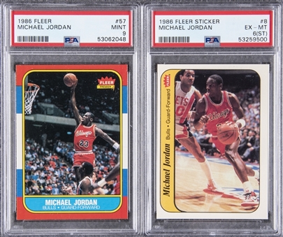 1986/87 Fleer Basketball Complete Set (132) With Stickers (11) Including Michael Jordan PSA MINT 9 Rookie Card!